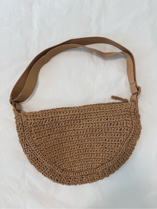 Uniqlo Handbags - Uniqlo Woven Half-Moon Crossbody Bag in Brown